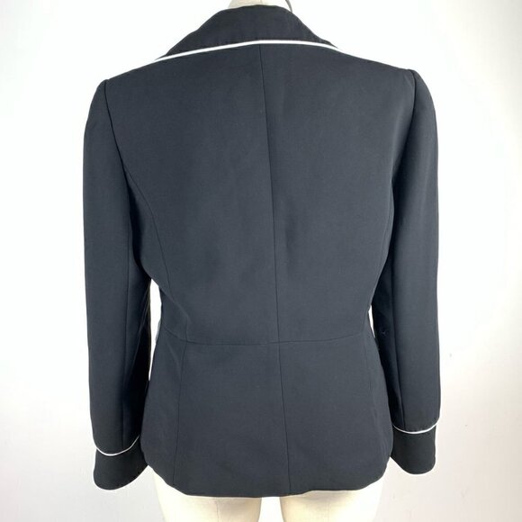 Tahari Womens blazer size 16 black white piping 3 button career Jacket - Picture 4 of 9